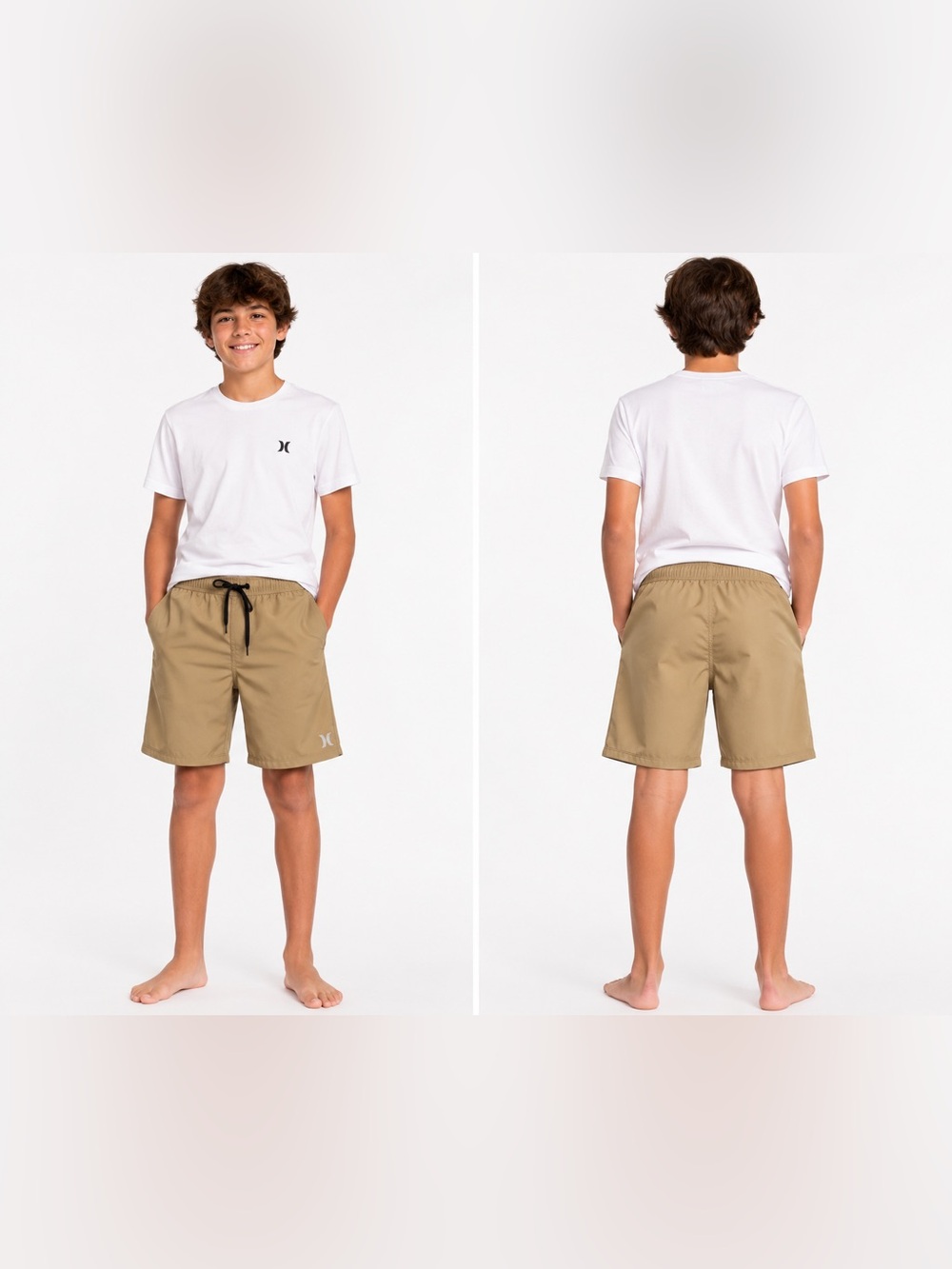 Hurley Boys Size 18/20 Khaki Tan Stretch Board Shorts Surf Skateboard Beach